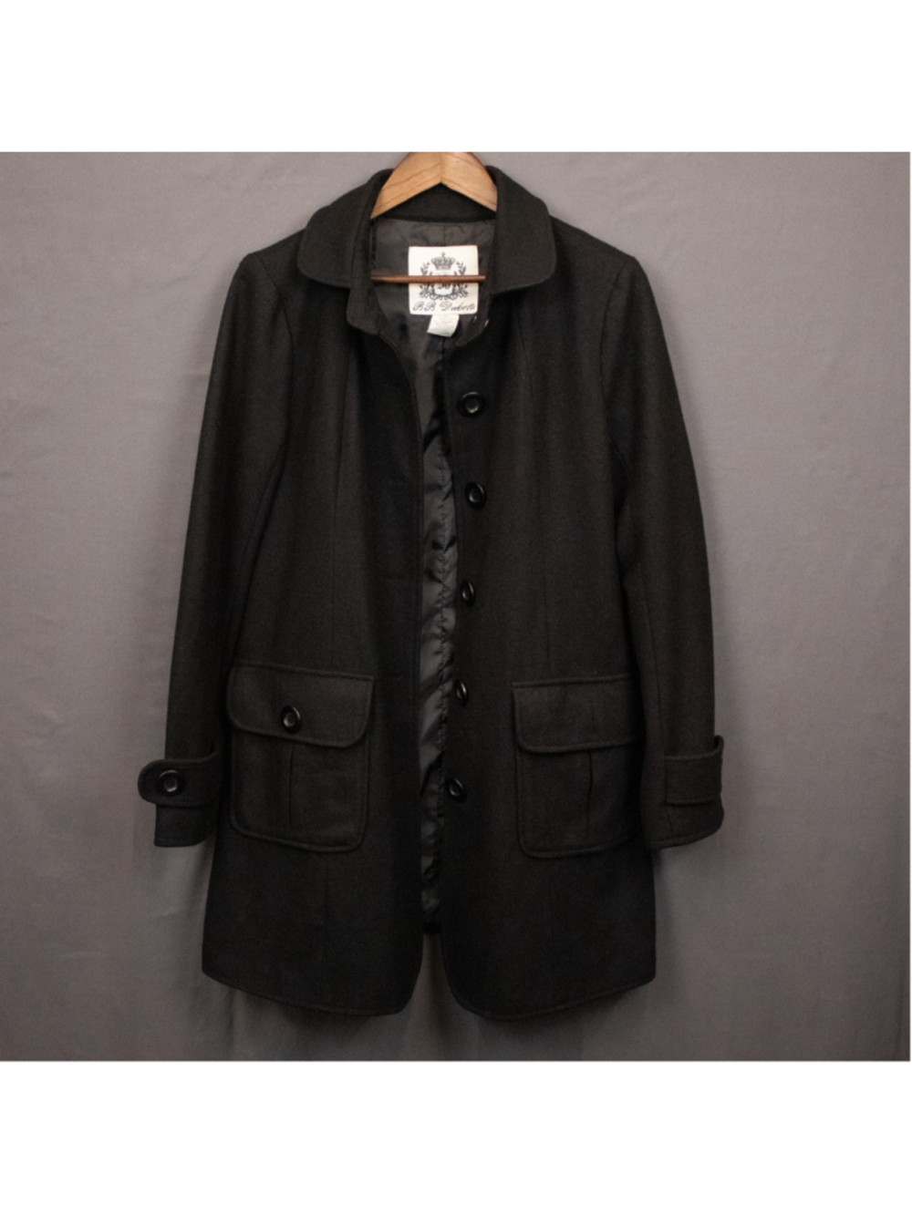 BB Dakota black wool blend peacoat-M